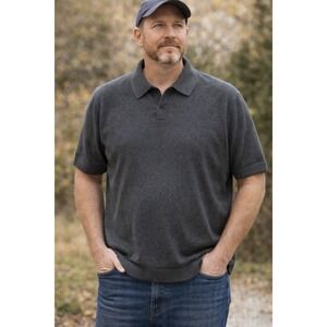 Goodfellow & Co Men's Knit Polo Shirt XXL Dark Gray Short Sleeve Sweater